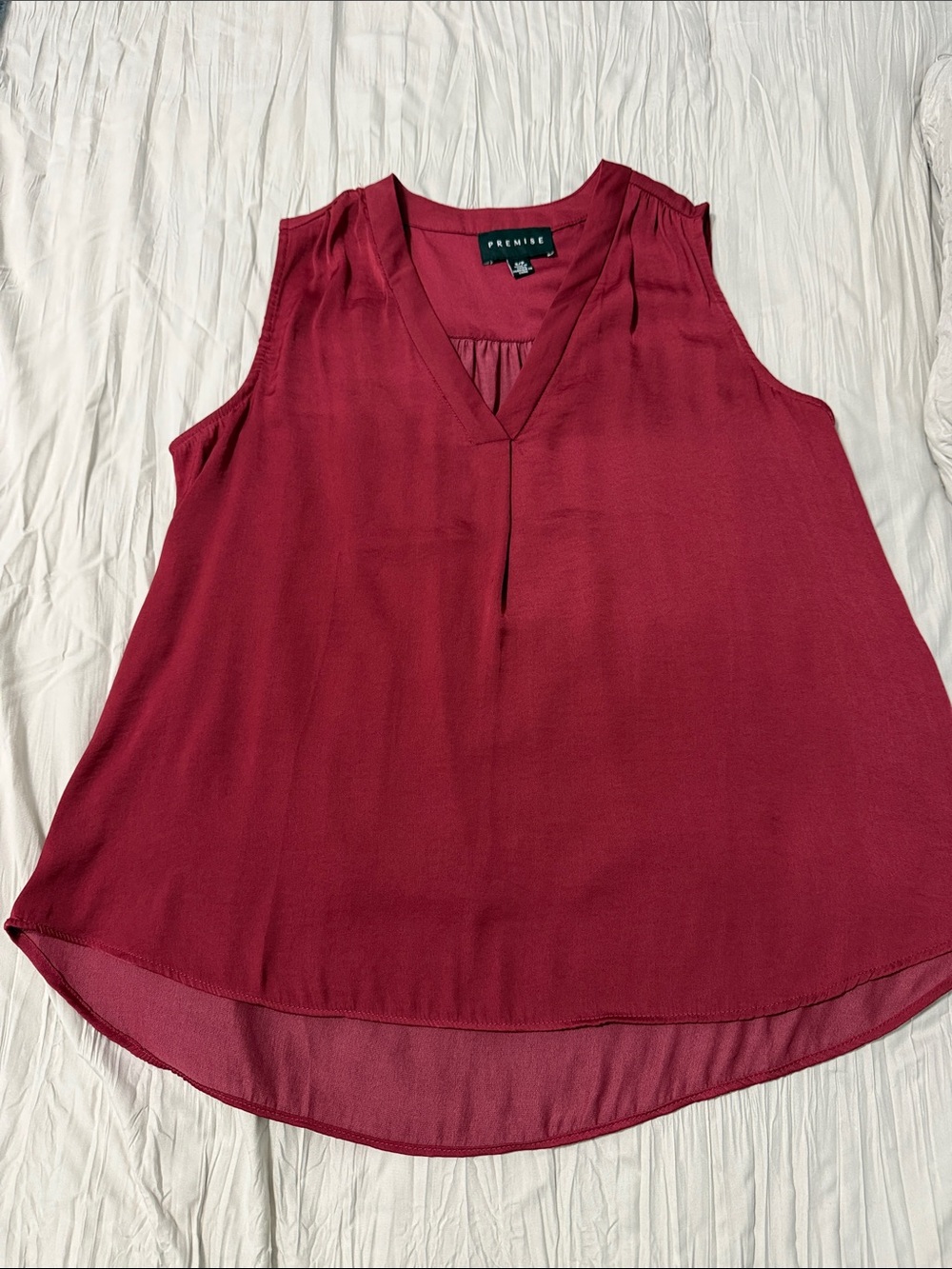 Premise Sleeveless V-Neck Camisole in Berry Red